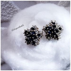 Faceted Blue Sapphire Diamond Studs